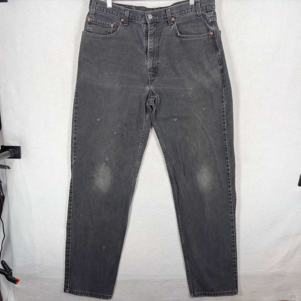 Vintage Levis 550 Relaxed Fit Tapered Leg Jeans Faded Black 38x34 90s Denim